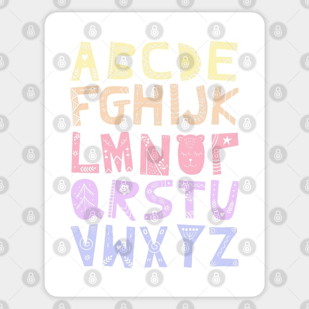 Decorated Alphabet (pastel colors) Sticker by Ofeefee